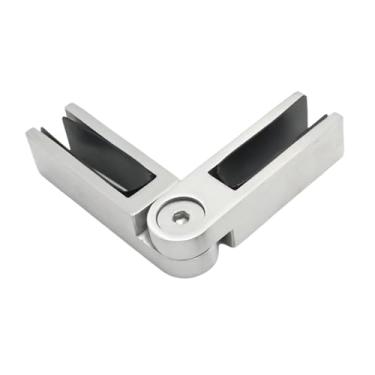 Imagem de Baoblaze Grampo ajustável de vidro para vidro de 90 a 180 graus, suporte de aço inoxidável, grampo de corrimão, suporte de clipe de corrimão para cerca, Acabamento Escovado