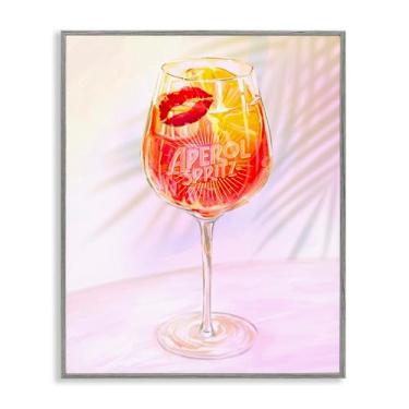 Imagem de Stupell Industries Arte giclée emoldurada retrô e tropical Aperol Spritz cinza, design por Ziwei Li, 76 x 61 cm