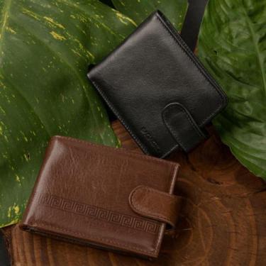 Imagem de Carteira Masculina de Couro com Fecho em Botão Grécia Café - Bagaggio,