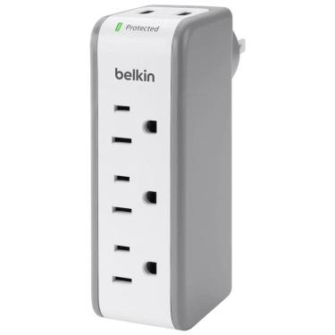 Imagem de Protetor Contra Picos de Energia e Raios 918 Watts com 3 Portas CA e 2 USB, 110v, BELKIN BS00, Branco