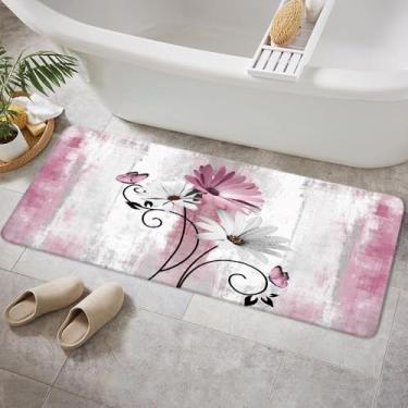 Imagem de VeiVian Tapete de banho rústico para casa de banho, tapete de banheiro de madeira para banheiro, tapete de banho macio antiderrapante, 40 x 122 cm