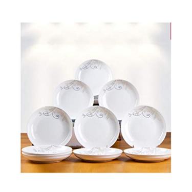 Imagem de Prato de serviço prato de cerâmica doméstico conjunto criativo combinação utensílios de mesa estilo europeu prato de frutas bonito bolinho prato prato pratos (cor: E, tamanho: 20,3 cm)