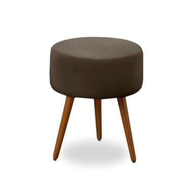 Imagem de Puff Redondo Estofado 45cm 3 Pés Palito Sala e Quarto (Marrom)