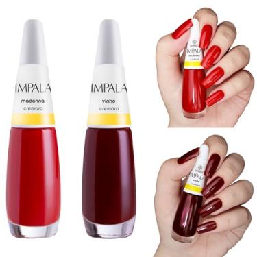 Imagem de Kit 6 Esmaltes Impala Tons de Vermelho Cremosos Perolados (Madonna e Vinho)