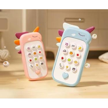 Imagem de Telefone Infantil Educativo, Design de Unicórnio, Brinquedo Musical com Botões Interativos, Rosa ou Azul