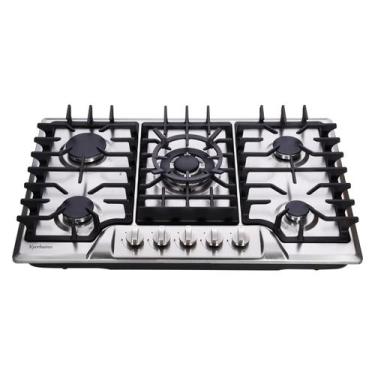 Imagem de Fogão a gás Kyerbaino 30cm com 5 queimadores em aço inoxidável