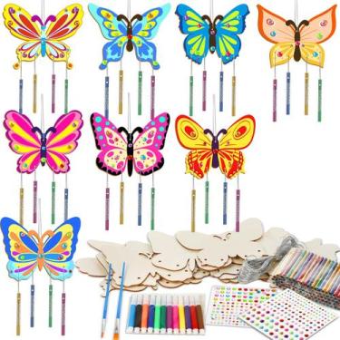 Imagem de Kits de carrilhões de vento borboleta para crianças, artesanato DIY co