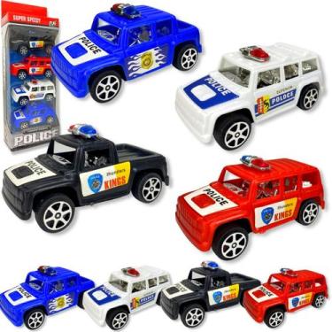 Imagem de 4 Carrinhos Da Policia A Fricçao Barato Carro Brinquedo - Europio