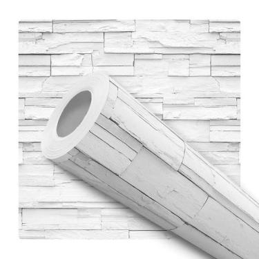 Imagem de Papel de Parede Adesivo Tijolinho Tijolo Branco Canjiquinha Moderno Qu