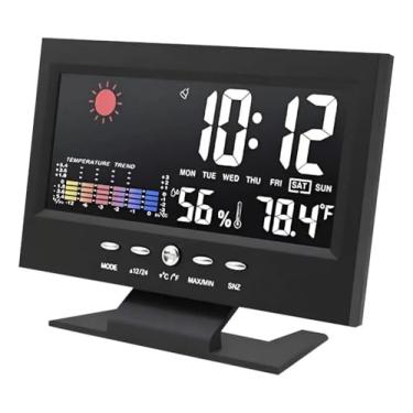 Imagem de Relógio Despertador Digital LED de Mesa com Alarme, Calendário, Termômetro e Luz por Toque | Design Moderno e Multifunção para Casa e Escritório