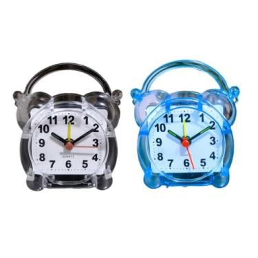 Imagem de Relógio de Mesa Despertador Analógico Quartz Alarme de Cabeceira Despertador de Mesa para Quarto e Escritório | Relógio com Alarme Ajustável e Design Moderno (Kit 2 relógios D)