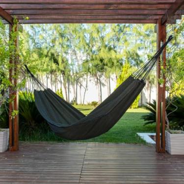 Imagem de Rede de Descanso Casal em Algodão 3,90m x 1,40m – Rede de Dormir para Varanda, Jardim e Camping(Verde Muso com Preto)