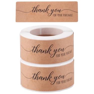 Imagem de Thank You Adesivos Retangulares 2 Rolos 240pcs Etiquetas de Papel Kraft 7,5 x 2,5 x 0,01 cm para Embalagens de Pequenas Empresas Sacos de Presente Envelopes de Produtos Artesanais