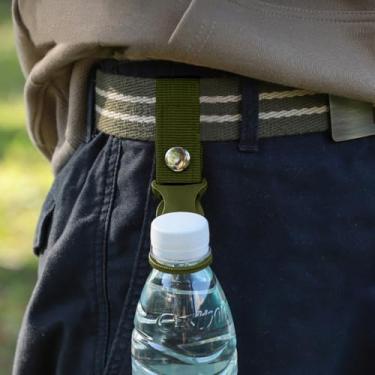 Imagem de 2 peças de mosquetão para garrafa de água, chaveiro portátil, clipe de garrafa de água mineral para entusiastas ao ar livre, para acampamento, caminhada, verde