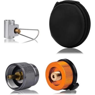 Imagem de Conjunto de adaptadores de refil de cartucho de combustível butano, 2 conversores de butano, 1 adaptador de refil de gás para acampamento, economia de gás Plus com caixa de armazenamento para fogão de