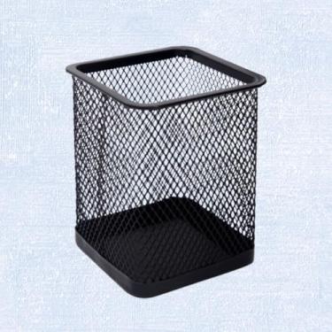 Imagem de Suporte de caneta de mesa, suporte de caneta de metal de malha com almofada de EVA antiderrapante, acessório de mesa e organizador de espaço de trabalho para casa, escola e escritório, preto, 9,4 cm