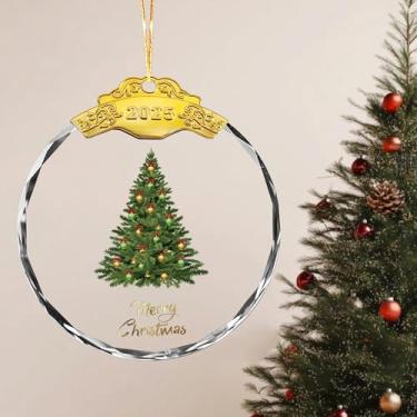 Imagem de Enfeite de Natal de vidro 2025, decoração suspensa de cristal de árvore de Natal para festa de Natal