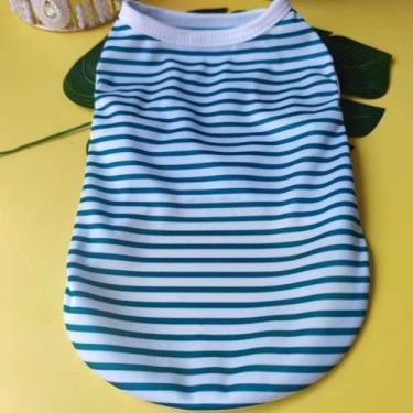 Imagem de Colete listrado simples e elegante para animais de estimação pequenos, tecido leve e respirável para conforto