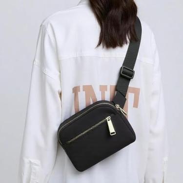 Imagem de Bolsa de cinto feminina e masculina, alça ajustável para corrida, viagem, pochete leve, impermeável, bolsa transversal de alta capacidade, Preto, Tendência