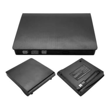 Imagem de Gravador e Leitor de DVD Externo Portátil, USB 3.0, Preto, Design Slim, Compatível com PC e Notebook