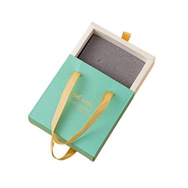 Imagem de Caixas de presente de joias com alça, caixas de joias vazias pequenas caixas de presente caixa de papelão para embalagem de joias (verde claro)