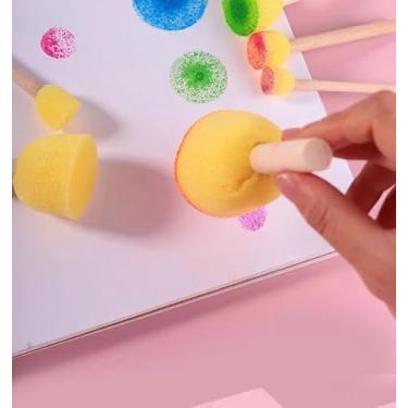 Imagem de Conjunto de pincéis de esponja redonda para pintura acrílica, 20 peças, projetos de artesanato e DIY, pincéis de arte para estêncil e pintura