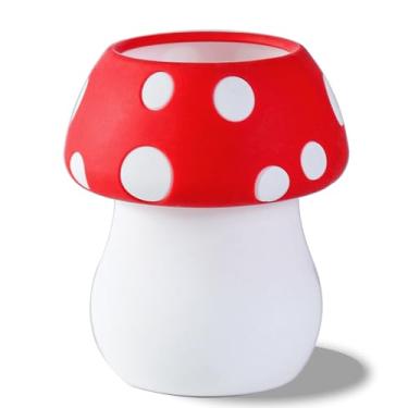 Imagem de YOSCO Suporte de caneta de silicone cogumelo bonito suporte de lápis pote para mesa para crianças decoração de escritório organizador de mesa suporte de pincel de maquiagem suporte de escova de dentes