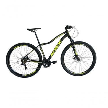 Imagem de Bicicleta Aro 29 Ksx Sd7 Feminina 21v Cabos Internos Alumínio Freios A Disco Garfo Suspensão Preto Amarelo Tamanho 15