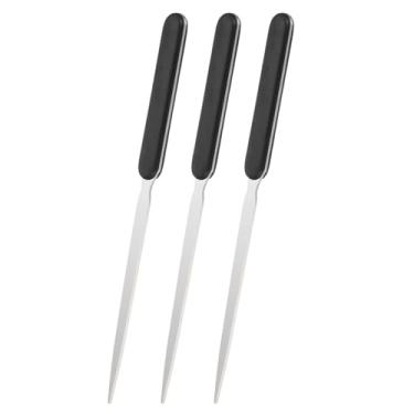 Imagem de Generic Abridor de cartas, 3 peças de aço inoxidável, cabo leve, abridor de envelopes, abridor de correspondência, cortador de letras para escritório, casa, caixa aberta, preta