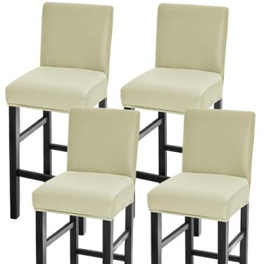 Imagem de GOSTADY Conjunto de 4 capas de banco de bar, à prova d'água, capas de assento para banco de bar, com altura elástica, para cadeira alta de pub com encosto, capas de cadeira de bar para cozinha, sala