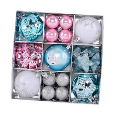 Imagem de oshhni Conjunto de 35 bolas de Natal decorativas para pendurar na árvore de Natal, ideal para celebrações, aniversários e jardins, Azul E Rosa