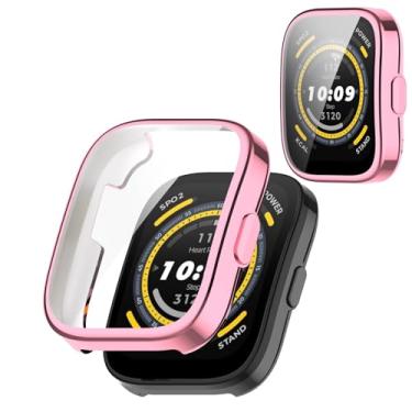 Imagem de Pacote com 2 capas de TPU com protetor de tela para Amazfit Bip 5 Smart Watch Guard bumper capa protetora HD ultrafina, antiarranhões, sem bolhas, sensível ao toque (rosa)