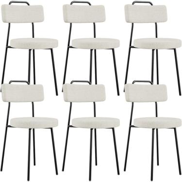 Imagem de Kit 06 Cadeiras Decorativas Estofada Para Sala De Jantar Barcelona L02 Linho Champagne - Lyam