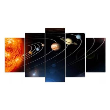 Imagem de Kit quadro decorativo 5 peças 95x60cm Astronomia Planetas Sistema Solar