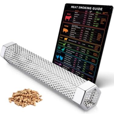 Imagem de Levain & Co Pacote De Tubo De Defumador De Pellets E Ímã De Temperatura Para Carne Para Churrasco – Guia Durável Para Defumar Carnes E Tubo De Defumador De Pellets De Aço Inoxidável Para Grelhas A G