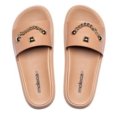 Imagem de Chinelo Slide Feminino Moleca Flatform Detalhe Nude/Dourado, Nude, 34