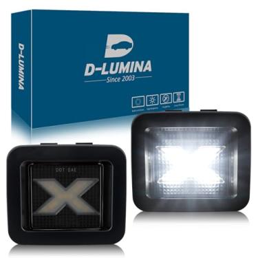 Imagem de D-Lumina Luzes de placa de licença LED estilo X conjunto de lâmpada para 2015-2022 Fo'rd F150, 2017-2022 F150 Raptor, alimentado por 18-SMD 6000K luz branca de placa de licença de lente fumada