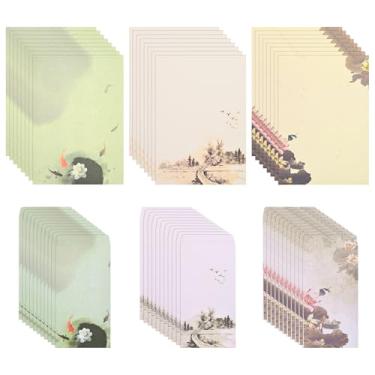 Imagem de BAYTORY Conjunto de 54 peças de papel de papelaria e envelopes, envelopes estilo chinês, 10 x 20 cm, kit de escrita de papéis de carta de amor, artigos de papelaria estética para convite (pintura a