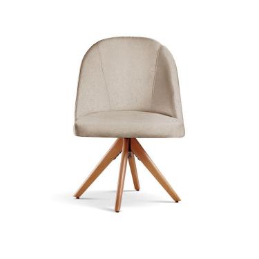 Imagem de Poltrona Lua Base Giratória De Madeira linho Bege 103