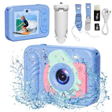 Imagem de Câmera subaquática, câmera digital impermeável de 48 MP 1,8 m com cartão de 32 GB, câmera flutuante à prova d'água com tela HD, zoom digital de 8x, para parque aquático infantil, natação (estilo pé