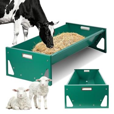Imagem de CBKKLHY Alimentador de cabras, alimentador de gado, calha de cavalo, alimentador de grãos e feno, aço galvanizado resistente, suprimentos de alimentação de ovelhas para cabra, gado, cavalo, porco