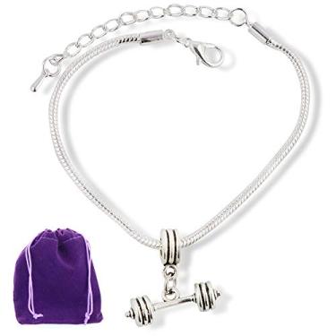 Imagem de Bracelete haltere | Acessórios de berloque de barra de joia para academia e academia de levantamento de peso