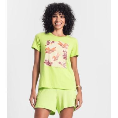 Imagem de Camiseta Feminina Manga Curta Rovitex Verde, GG, Verde