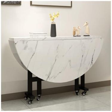 Imagem de HYUIO 130 cm, mesa de jantar de madeira, versátil dobrável extensível, mesa de jantar, mesa de escritório, mesa de jantar dobrável para espaços pequenos