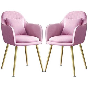 Imagem de Cadeira de jantar, cozinha, sala de jantar, móveis, cadeiras, conjunto de 2 cadeiras de jantar de veludo, balcão de cozinha, sala de estar, cadeira de canto, pernas de metal, com apoios de braços e