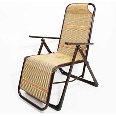 Imagem de Espreguiçadeira de jardim, poltronas reclináveis de varanda, com almofadas de bambu para pessoas resistentes, espreguiçadeiras ajustáveis ao ar livre (cor, tubo plano preto), tubo plano vermelho