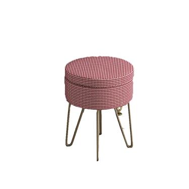 Imagem de ZABEES Banqueta redonda para descanso de pés, cadeira de armazenamento, cadeira de armazenamento, banqueta pequena com pernas douradas para sala de estar, casa, assento acolchoado