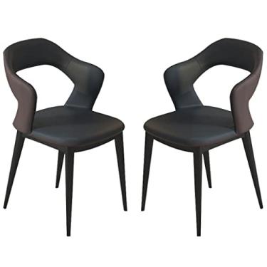 Imagem de Cadeira de jantar, cozinha, sala de jantar, móveis, cadeiras de couro, conjunto de 2 cadeiras de cozinha, sala de estar, lounge, balcão, assento ergonômico, pernas de metal de aço carbono resistente