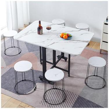 Imagem de 80 x 120 cm (móvel), mesa de jantar dobrável, extensível, para economizar espaço, economia de espaço, dobrável em 3 formas para cozinha, sala de jantar, casa