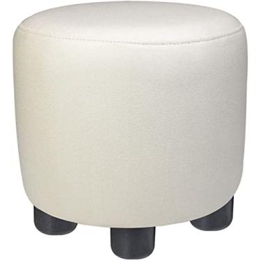 Imagem de SENNIAN Banqueta redonda com almofada antiderrapante para os pés, banco estofado de 30 cm para cozinha, quarto, sala de estar, banco de degrau de tecido tecnológico, monocromático, 910 x 11